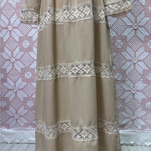 Vintage 70s Romantic Prairie Lace Trim Empire Maxi Dress – Handcrafted - Picture 9 of 14